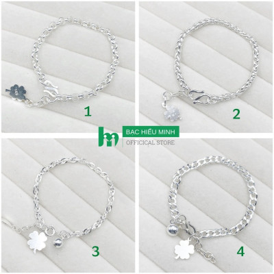 Lắc Tay Cho Bé Bạc Ta Cỏ 4 Lá Chính Hãng Bạc Hiểu Minh LTE564