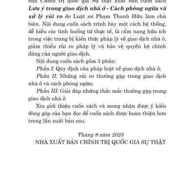 Lưu ý trong giao dịch nhà ở, cách phòng ngừa và xử lý rủi ro