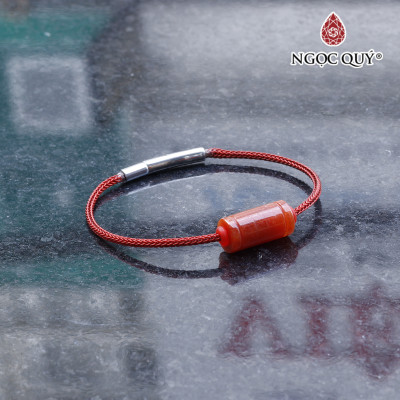 Vòng tay xỏ lu vuông đá cẩm thạch huyết mệnh hỏa , thổ - Ngọc Quý Gemstones