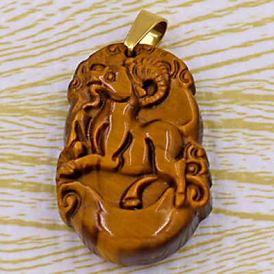 Mặt dây chuyền tuổi Mùi đá mắt hổ 3.6cm - Mặt size nhỏ - linh vật tuổi Mùi