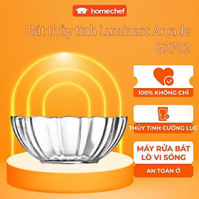 Bộ 10 bát (chén) cơm thủy tinh Luminarc Arcade 12cm G2702*10 | Hàng chính hãng