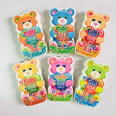 Combo 6 cuốn: Gấu Con Thông Minh: Toán 1 - 2 - 3 + Hình dạng, mầu sắc + Giao Thông + Rau Củ Quả + Bảng Chữ Cái