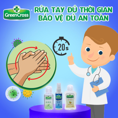 Combo 6 chai GEL rửa tay kháng khuẩn vượt trội Green Cross Total Defense chai 60ml