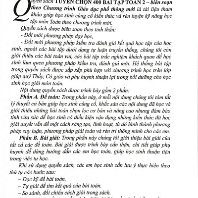 Sách - Tuyển Chọn 400 Bài Tập Toán 2 - Dành Cho Học Sinh Yêu Thích Toán