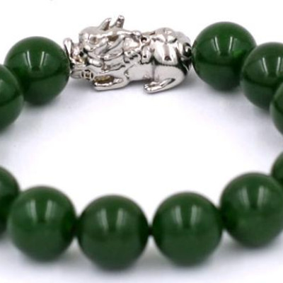 Chuỗi đeo tay thạch anh xanh rêu 12 ly - cẩn Tỳ Hưu inox VTAXRTHT12 - kèm hộp nhung - hợp mệnh Hỏa, mệnh Mộc