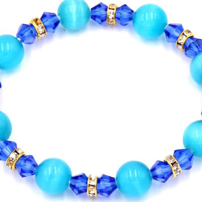 Chuỗi tay đá mắt mèo xanh 10 ly FTMXX7