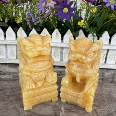 Cặp tượng Kỳ Lân phong thủy đá ngọc - Cao 10 cm