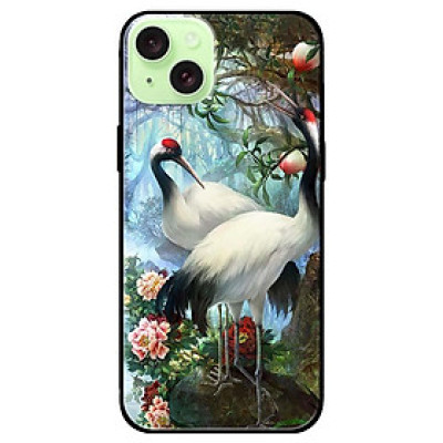 Ốp lưng dành cho Iphone 15 - Iphone 15 Plus - Iphone 15 Pro - Iphone 15 Pro Max - Đôi Hạc Mẫu Đơn - Hàng Chính Hãng