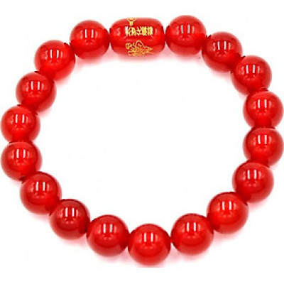 Vòng tay chuỗi hạt mã não đỏ 10 ly Thái tuế phù DTTH13 kèm hộp nhung (18cm)