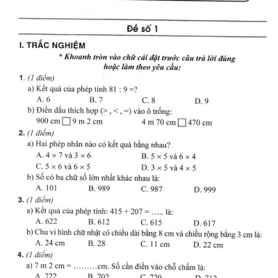 Bộ Đề Kiểm Tra Môn Toán Lớp 3 (Dùng Kèm SGK Chân Trời Sáng Tạo) - HA