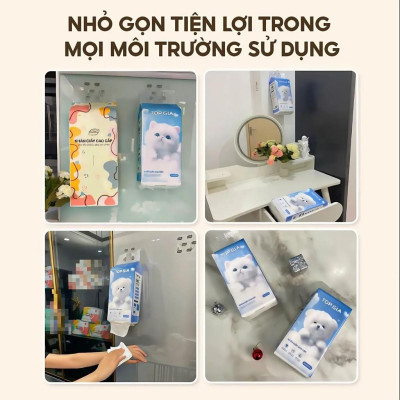 Thùng 10 bịch giấy treo đa năng 4 lớp 1000 tờ GiaGia, Top Gia, Khăn rút vệ sinh treo tường