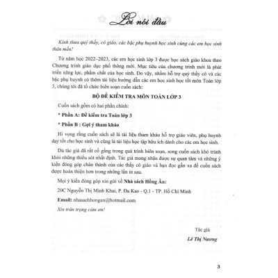 Bộ Đề Kiểm Tra Môn Toán Lớp 3 ( Dùng kèm SGK Chân Trời Sáng Tạo )