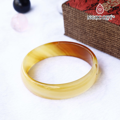 Vòng đá mã não cam rằn ri Ni62 - Ngọc Quý Gemstones