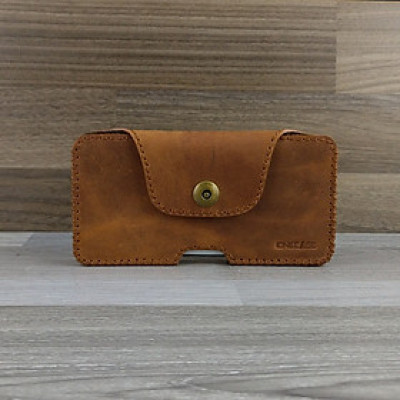 Bao Da Đeo Lưng dành cho iphone 11 Dạng Hộp Da Sáp Nâu Bò