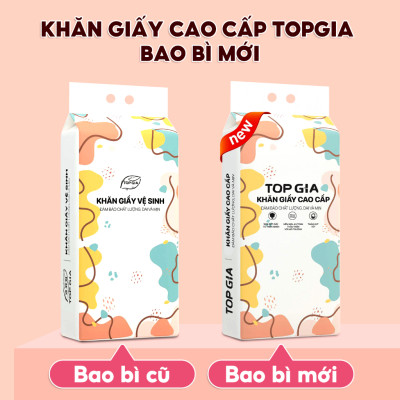 Giấy vệ sinh treo tường TopGia đa sắc 6 bịch, bột gỗ nguyên chất, 1280 tờ 4 lớp