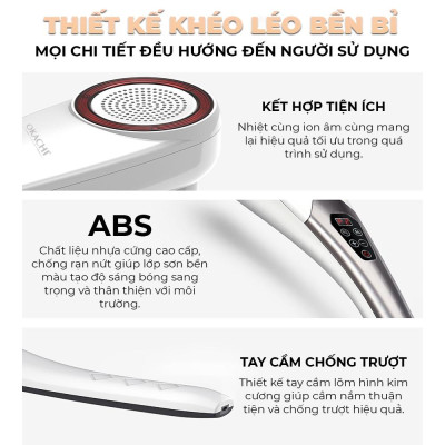 Máyg Massage Cầm Tay Pin Sạc OKACHI JP-620E (Hồng Ngoại) Với 5 Đầu Massage Đa Năng, Điều Khiển Bằng Nút bấm Điện Tử