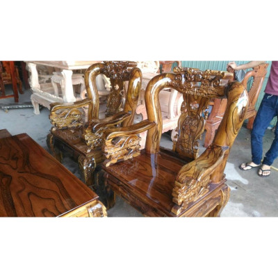BỘ BÀN GHẾ GỖ TRÀM TAY 12 MINH QUỐC ĐÀO PHUN VÂN 6 MÓN