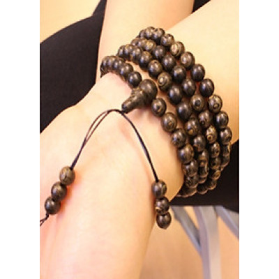 Chuỗi vòng tay trầm hương sánh chìm 108 hạt 6 ly hàng cao cấp