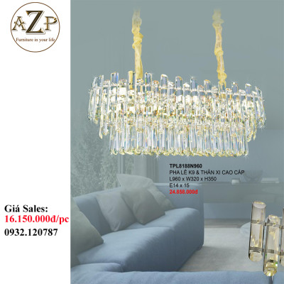 ĐÈN THẢ TRẦN PHA LÊ / ĐÈN THÔNG TẦNG TRANG TRÍ PHÒNG KHÁCH / PHÒNG NGỦ / CẦU THANG / KHÔNG GIAN SANG TRỌNG AZP-8188 phong cách đương đại, hàng nhập khẩu AZP