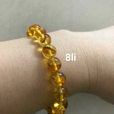 Vòng đeo Tay Nữ Hổ Phách Vàng sịn đẹp size hạt 8mm hợp Nữ mệnh Kim mệnh Thổ mệnh Thủy ạ