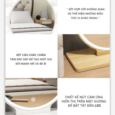 Gương để bàn viền led cảm ứng 1 chạm thương hiệu IGA - GP214