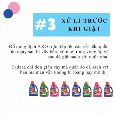Combo 6 túi Nước tẩy quần áo màu AXO đánh bay vết bẩn 400ml