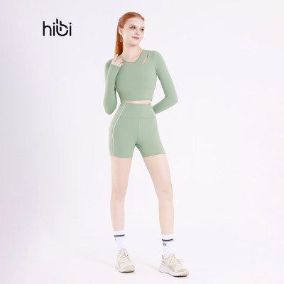 Áo tập Yoga Gym Hibi Sports CR839 Kiểu tay dài khoét lá, kèm mút ngực