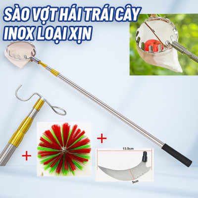 Dụng Cụ Hái Trái Cây Inox Rút Dài 6M – Bộ Sào Vợt + 4 Phụ Kiện Hàng Xịn Loại 1