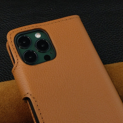 Bao da cho ·điện thoại 12 pro max, 13 pro max handmade dạng ví da bò thật