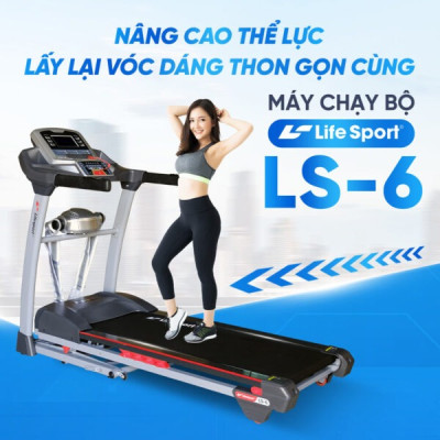 Máy Chạy Bộ Lifesport LS-6, Máy Chạy Bộ Có Tay Cầm Cảm Biến Nhịp Tim, Vùng Chạy Rộng Rãi  Với 7 Lớp Chống Trượt
