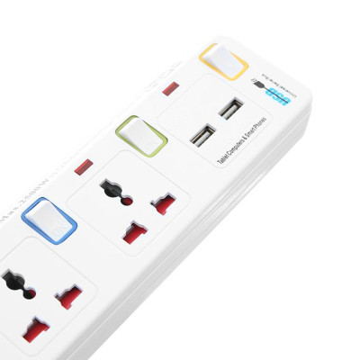 Ổ cắm điện Sunhouse 2 USB 3 lỗ 3 chấu 2.5m SHE- OC2-3RU - Hàng chính hãng