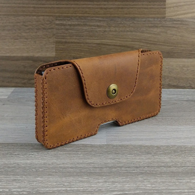 Bao Da Đeo Lưng dành cho iphone 11 pro max Dạng Hộp Da Sáp Nâu Bò