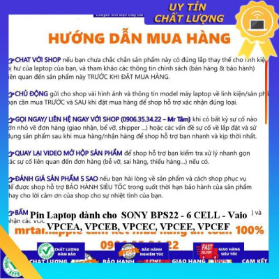 Pin Laptop dùng cho SONY BPS22 Vaio VPCEA VPCEB VPCEC VPCEE, VPCEF - Hàng Nhập Khẩu New Seal
