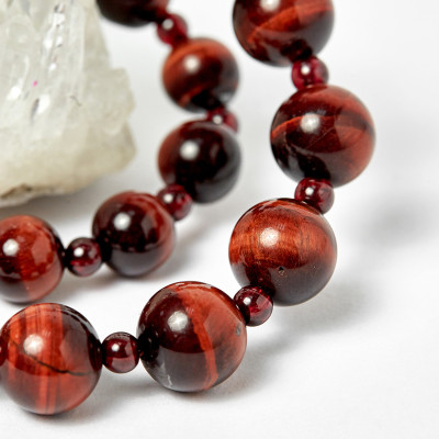 Cặp Vòng Chuỗi Mân Côi Mẹ Và Bé Đá Thạch Anh Mắt Hổ ni 52, ni 40- Ngọc Quý Gemstones