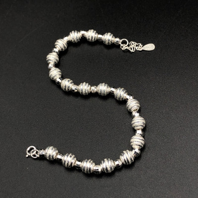 Lắc , Vòng Tay Nữ Bạc Ta Bi Phay Cát 3D BẠC HIỂU MINH LTU522S