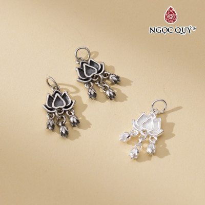 Charm bạc hoa sen treo - Ngọc Quý Gemstones