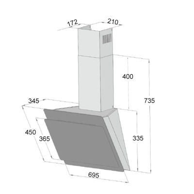 Máy hút mùi kính vát Dann DS700 Titanium - Hàng chính hãng