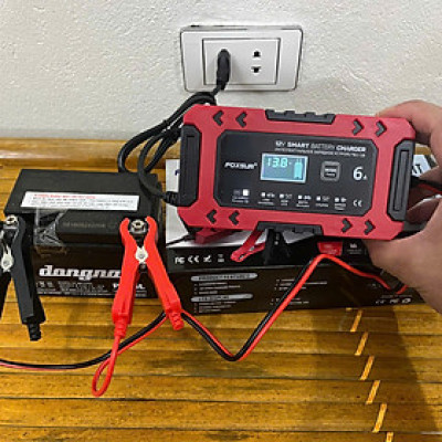 Bộ Sạc FOXSUR 6A Hàng Nhật – Sạc Ắc Quy Thông Minh 10 Bước, Bảo Vệ An Toàn Tuyệt Đối , đèn trang trí đồng hồ treo tường