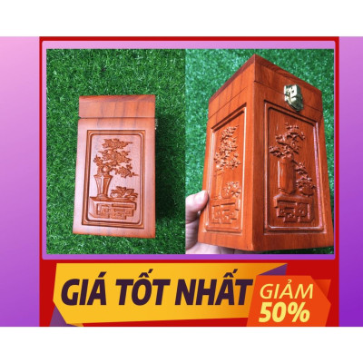 Hộp đựng trà đục tứ quý gỗ hương cao cấp