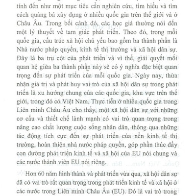 Vai Trò Của Các Tổ Chức Xã Hội Dân Sự Trong Phát Triển Kinh Tế Và Xã Hội Ở Một Số Quốc Gia Trong Liên Minh Châu Âu (Sách Chuyên Khảo)