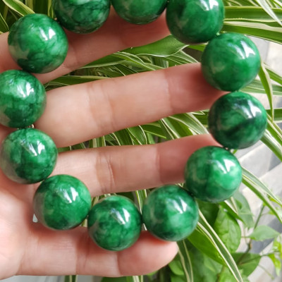 ️Vòng Tay Nam Đá Cẩm Thạch Xanh lá Size lớn hạt 18mm bóng đẹp hợp Các Anh Mệnh Mộc mệnh Hỏa đeo là một món trang sức tuyệt vời cho các quý ông ạ