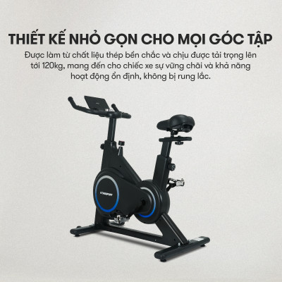 CHỈ GIAO MIỀN NAM | Xe đạp tập KINGSPORT Enjoy E-02 bánh đà 6kg, kháng lực từ tính êm ái, tích hợp đồng hồ đo lường chỉ số, cân nặng phù hợp dưới 80-85kg