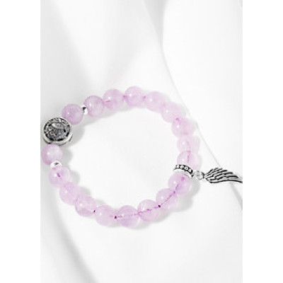 Vòng tay thạch anh tím ngọc phối charm cánh bạc Ngọc Quý Gemstone