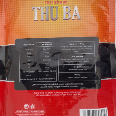 Khô Bò Thu Ba Quảng Ngãi 100 gr dạng xé sợi. Ăn vặt đọc sách thư giãn giải trí