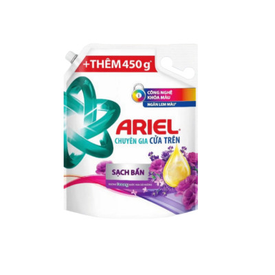 Túi Nước Giặt ARIEL Chuyên Gia Cửa Trên Ngăn Lem Màu - Hương Lavender 3.65KG