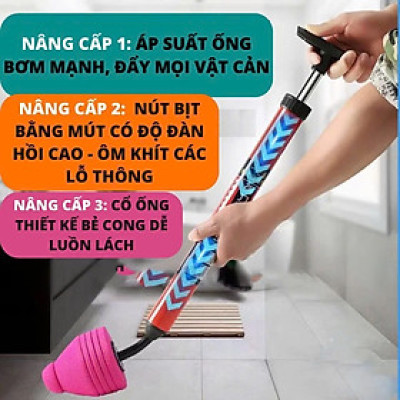 Dụng cụ thông tắc bồn cầu, cống bằng khi nén áp lực siêu mạnh