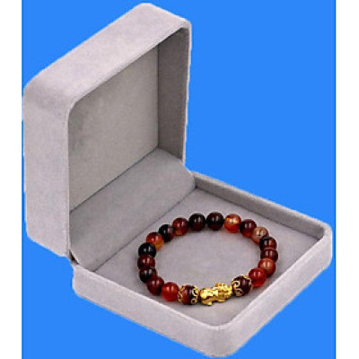 Chuỗi đeo tay Thạch Anh Nâu 8 ly - cẩn Tỳ Hưu Phong Thủy inox vàng VTANTHHKV8 - hợp mệnh Kim, mệnh Thổ