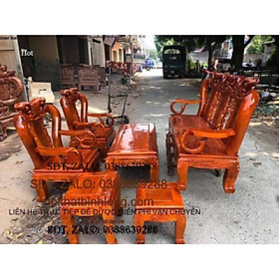 Bàn ghế minh quốc đào gỗ xà cừ tay 10