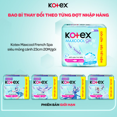 [Bao Bì Thay Đổi Theo Từng Đợt Nhập Hàng] Combo 4 gói băng vệ sinh Kotex Maxcool French Spa Siêu mỏng cánh 23cm (20M/gói)