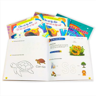 Combo 8 sách Tiền Tiểu học gồm Toán và Tiếng Việt cho bé 4-6 tuổi có App Bài Giảng cho bé sẵn sàng bước vào lớp 1